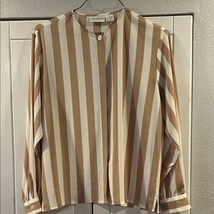 Liz Claiborne vintage Tan and White Striped Blouse